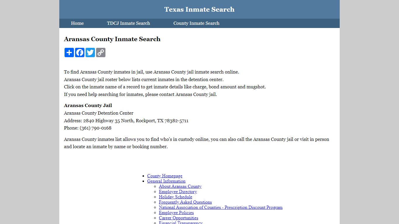 Aransas County Inmate Search